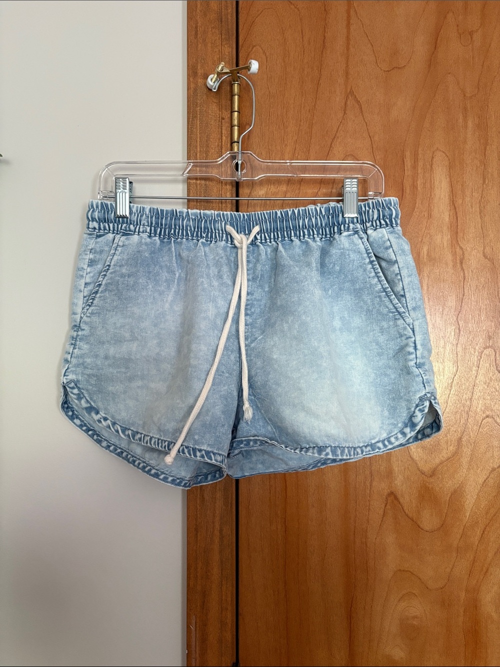 No Boundaries Light Blue Denim Drawstring Shorts